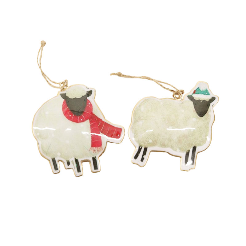 Le Forge Vintage Hanging Sheep Decoration - Red Scarf/Blue Hat